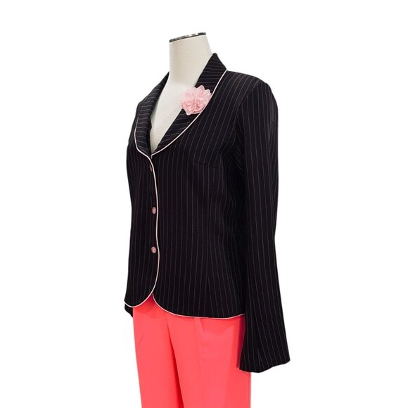 Ruby Rox Pinstripe Blazer Brown Pink Womens Size 13 Preppy Y2K Career Retro - Picture 10 of 12
